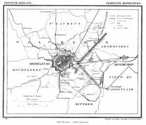 Kaart van Middelburg in 1866 uit de gemeente-atlas